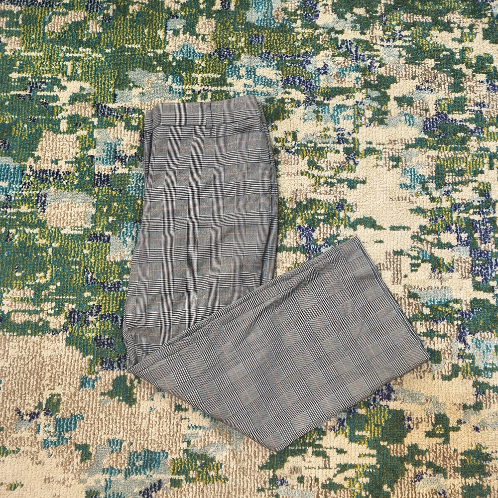 LOFT Gray Plaid Women's High Waist Curvy Trouser Dress Pants